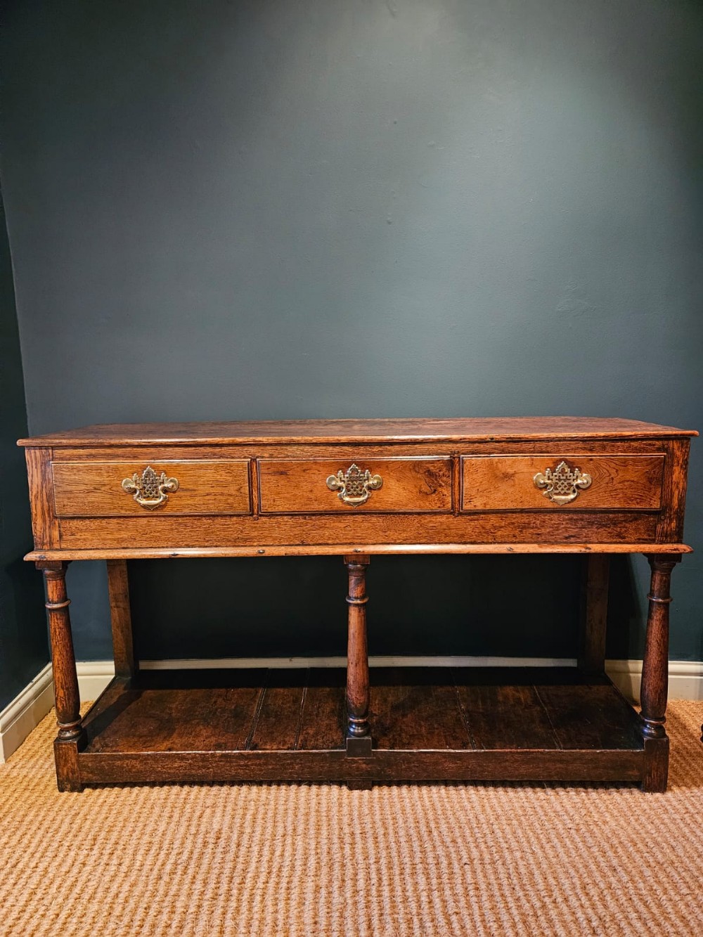 Superb Small Proportioned George II Oak Open Pot Board Dresser