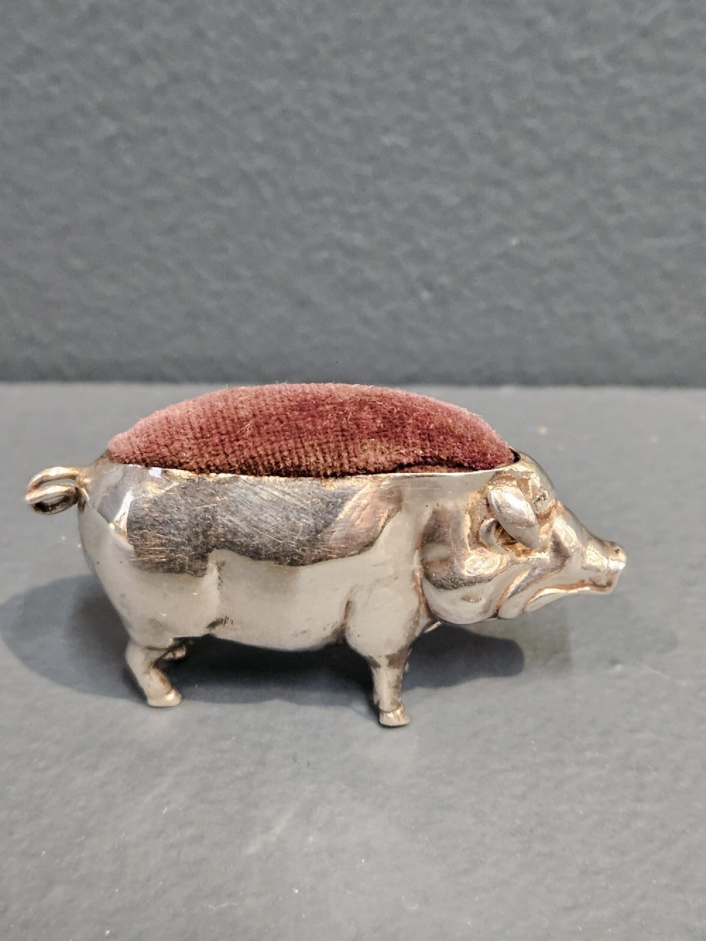 Small Silver Pig Pin Cushion