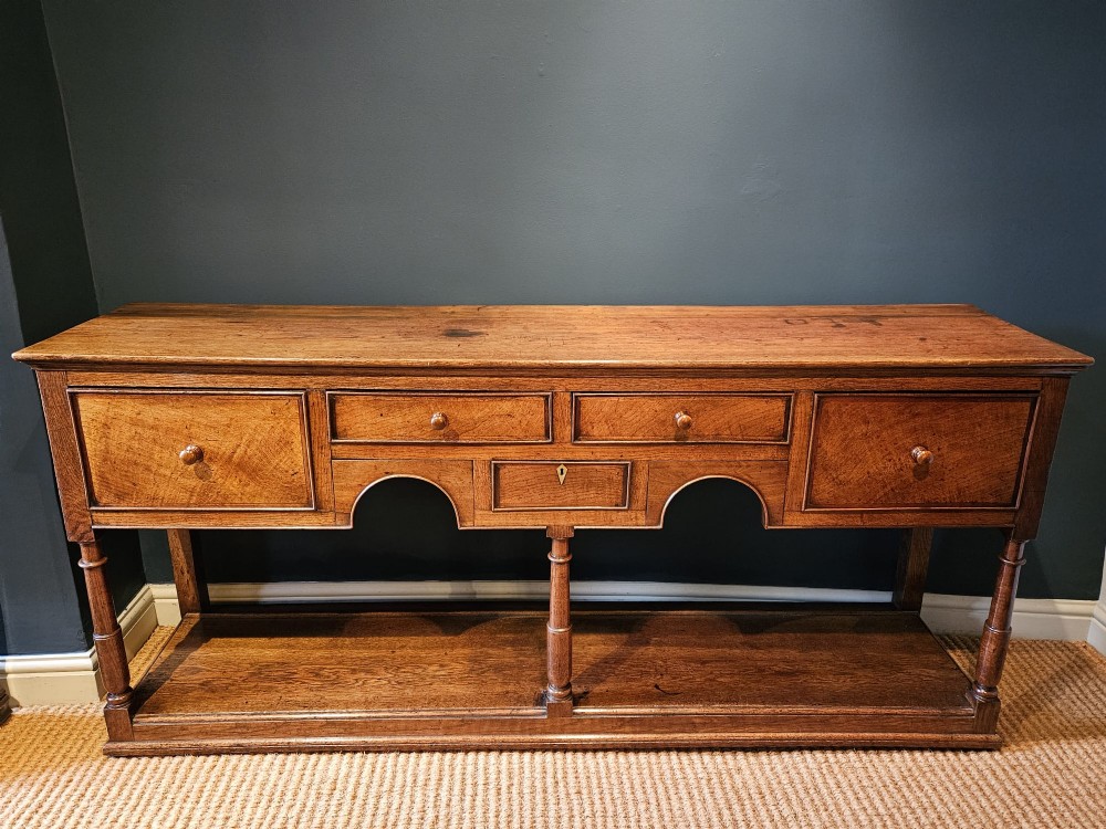 Superb George III Figured Oak Open Pot Board Dresser
