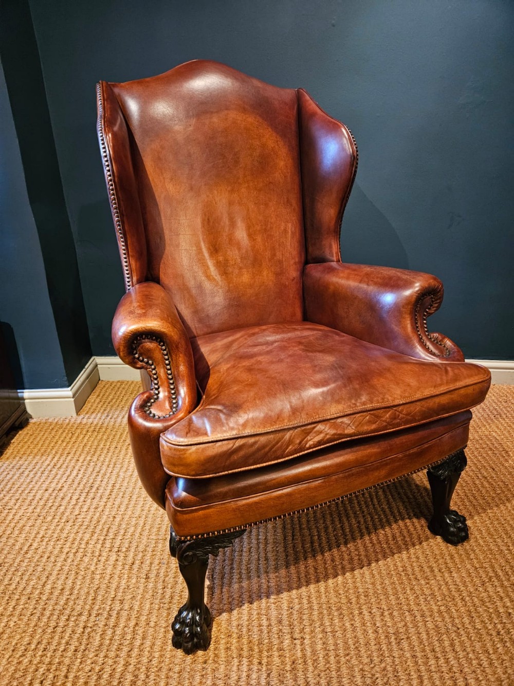1930's Leather Wing Back Arm Chair