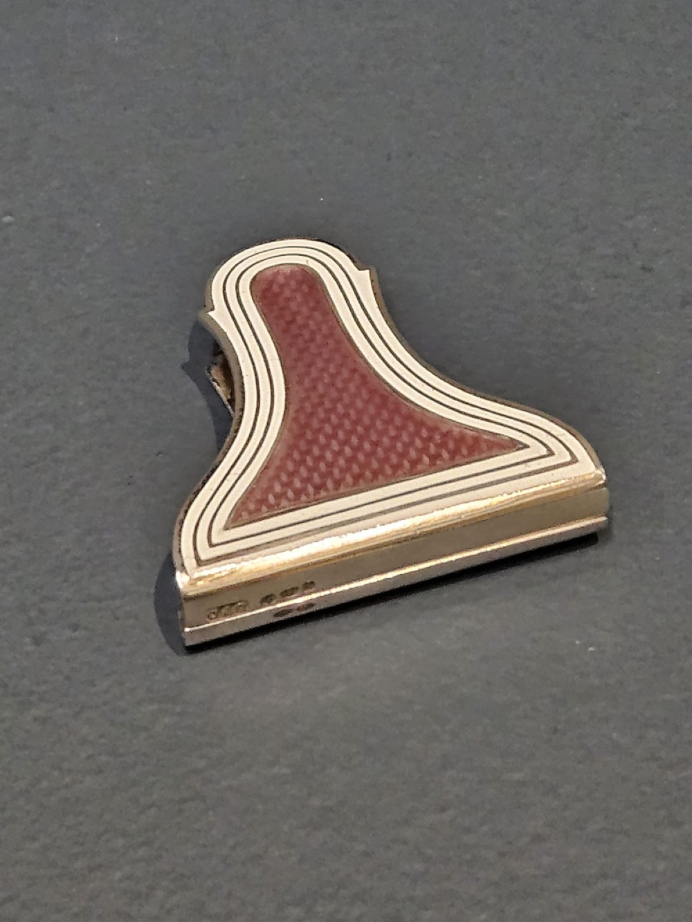 Rare Edwardian Silver and Mauve Enamel Paper Clip