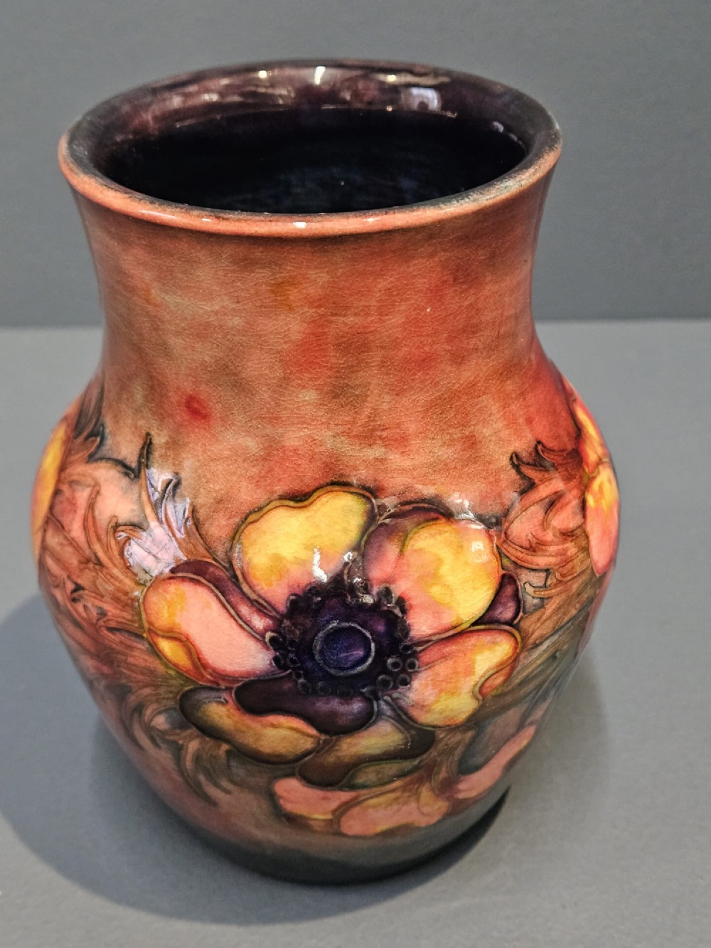 Early Moorcroft Anemone Flambe Vase