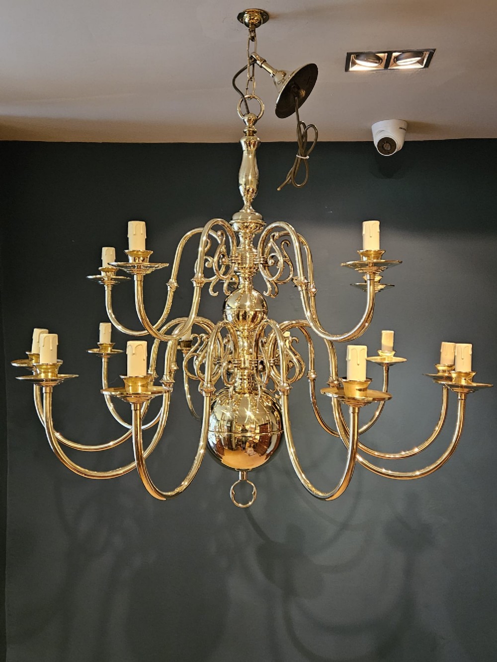 Large Edwardian 15 Arm Two Tier Chandelier