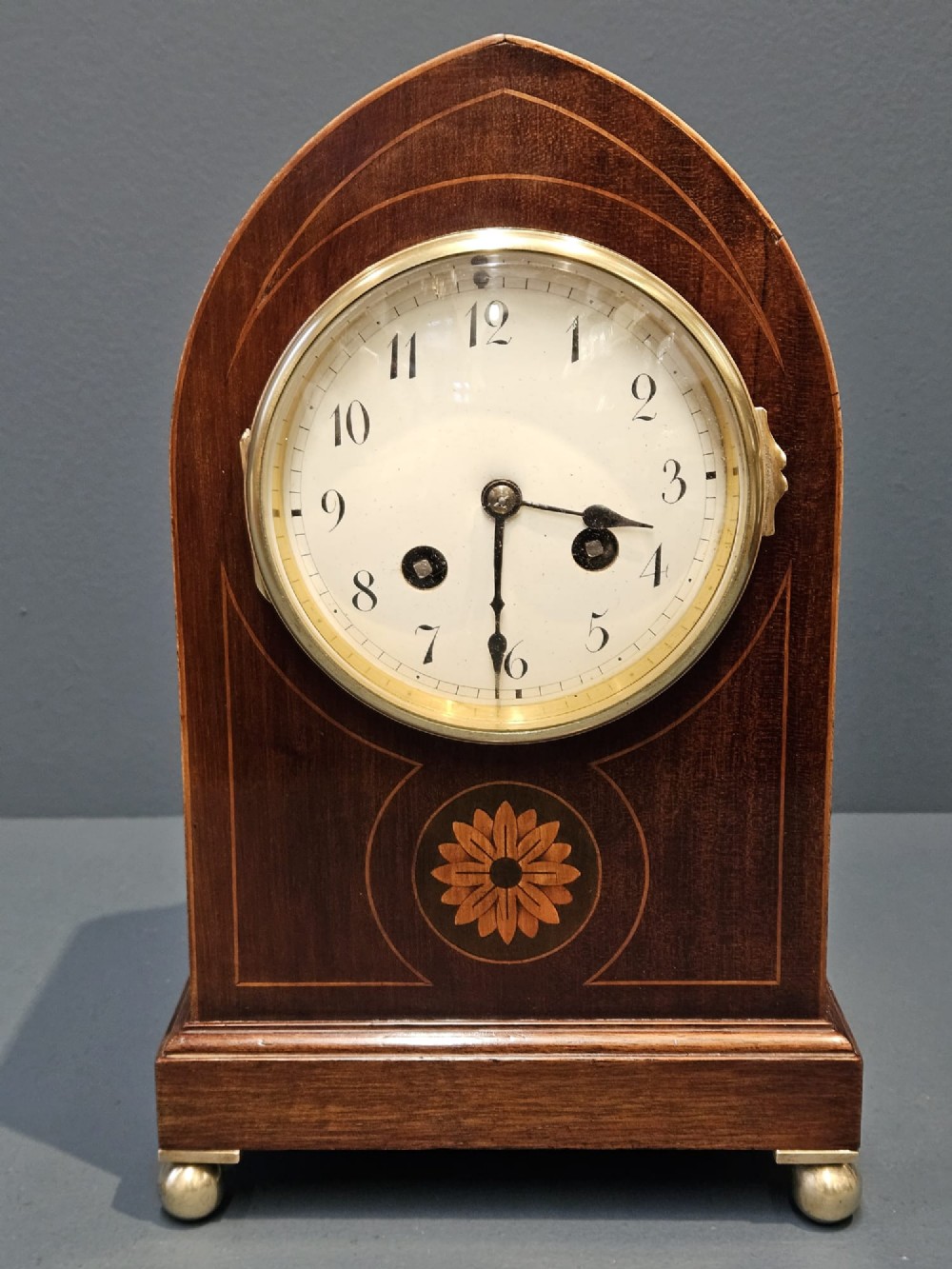 Late Victorian Bell Chiming Mahogany Mantel Clock
