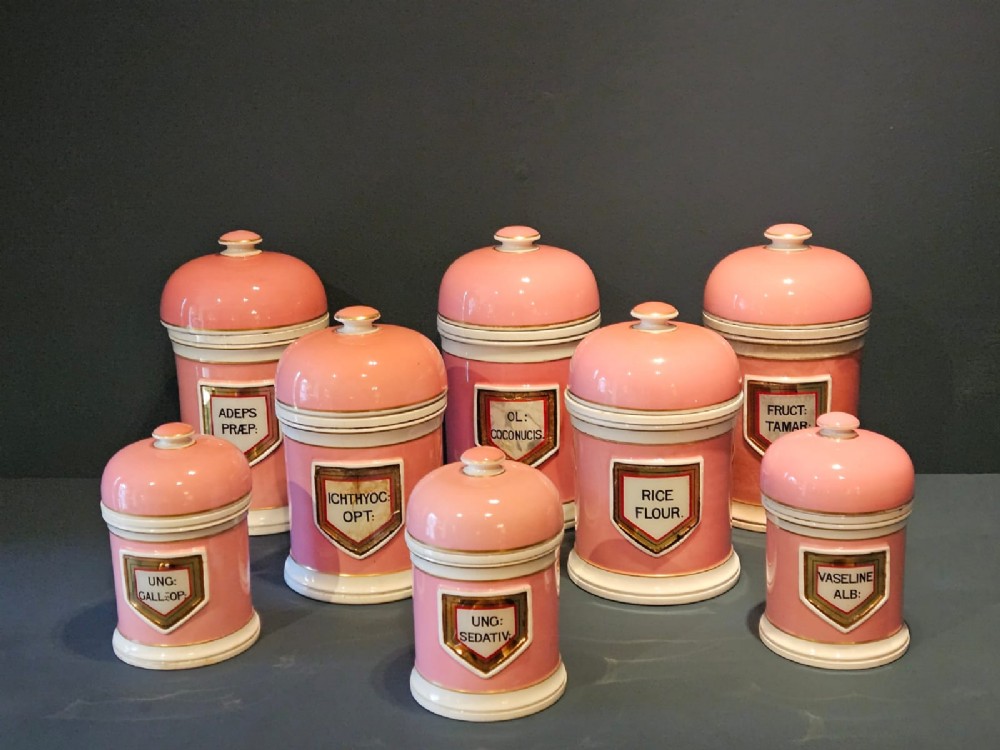 Set of Victorian Porcelain Apothecary Jars