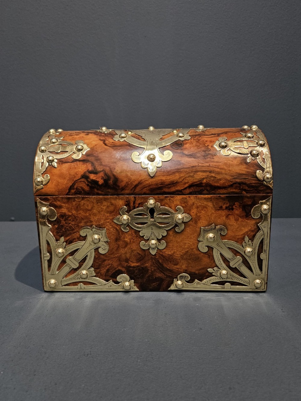 Victorian Brass Trimmed Walnut Stationery Box