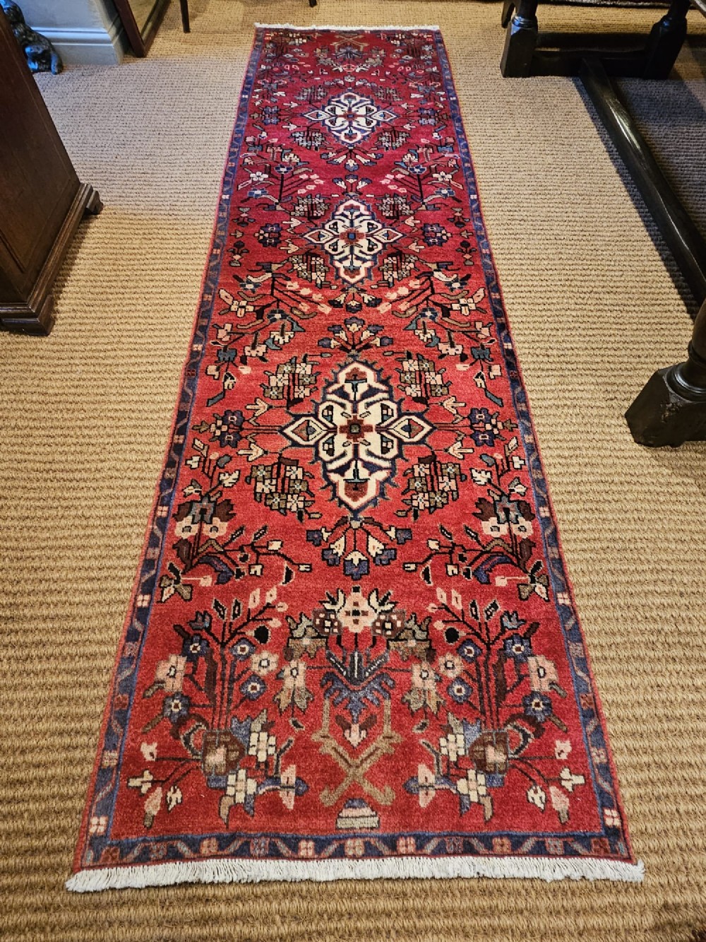 Superb 9' Pure Wool Runner Rug