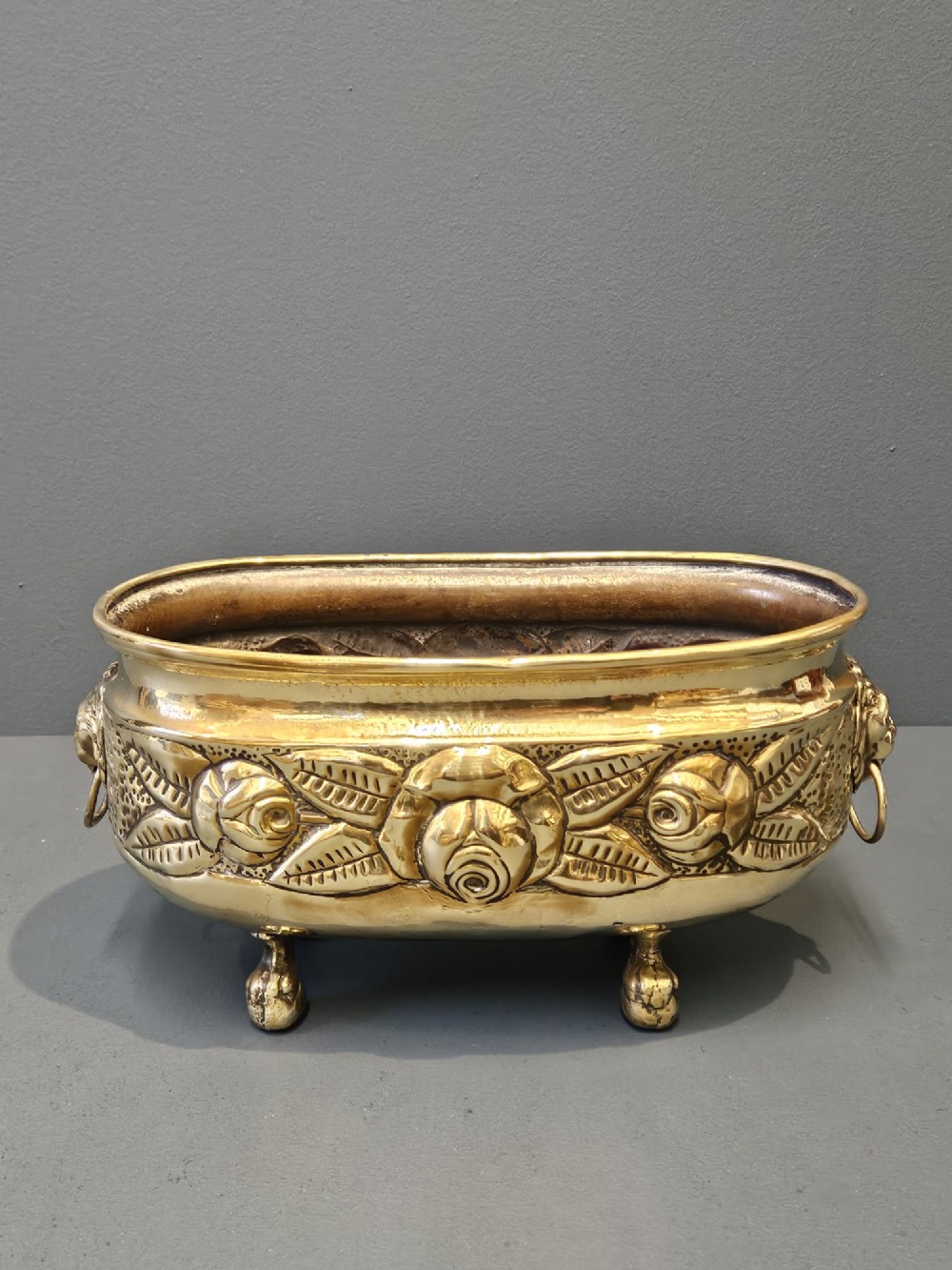 Victorian Brass Rose Border Planter