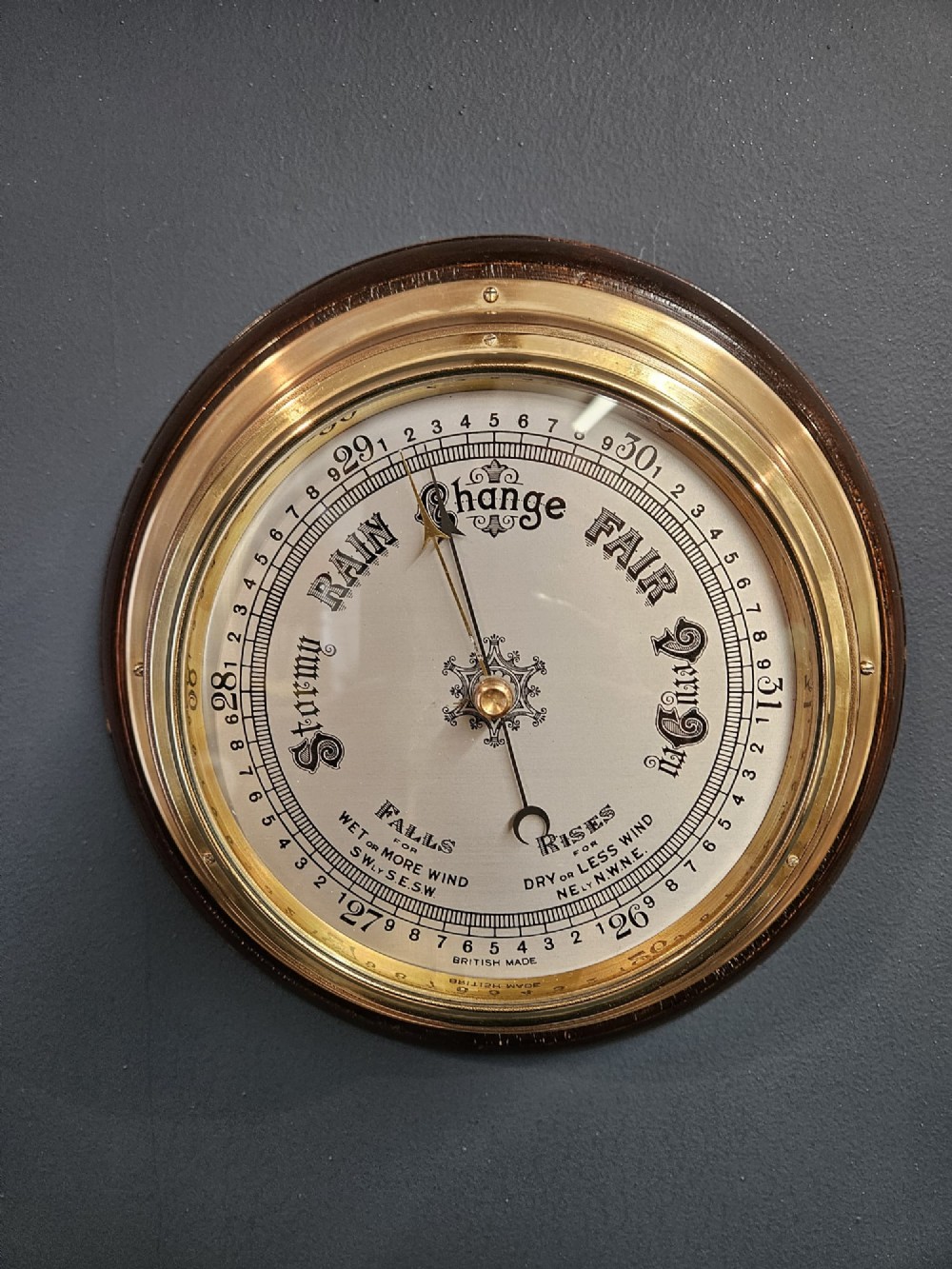 Edwardian Silvered Dial Ships Barometer