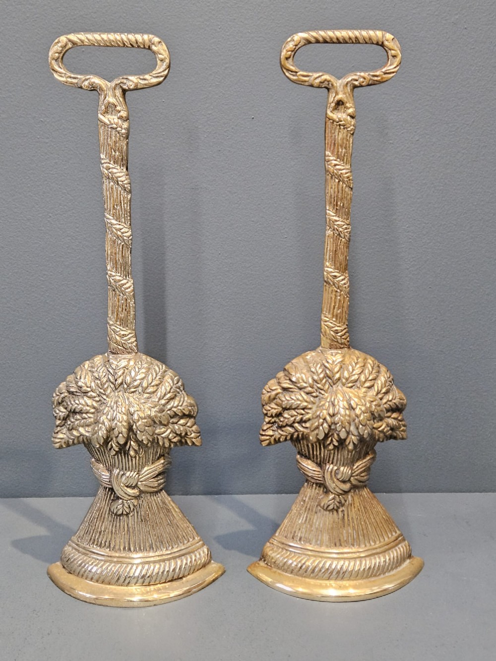 Pair of Victorian Brass Wheatsheaf Door Stops