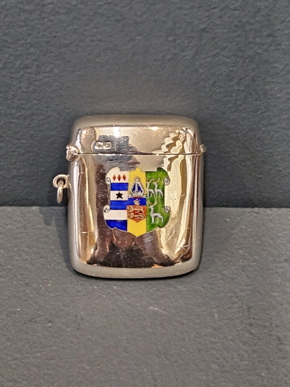 Silver & Enamel Vesta with Lincoln College Oxford Crest