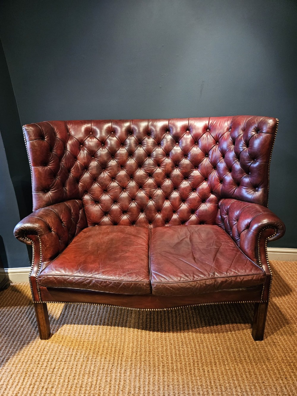 Superb Burgundy Leather Sofa