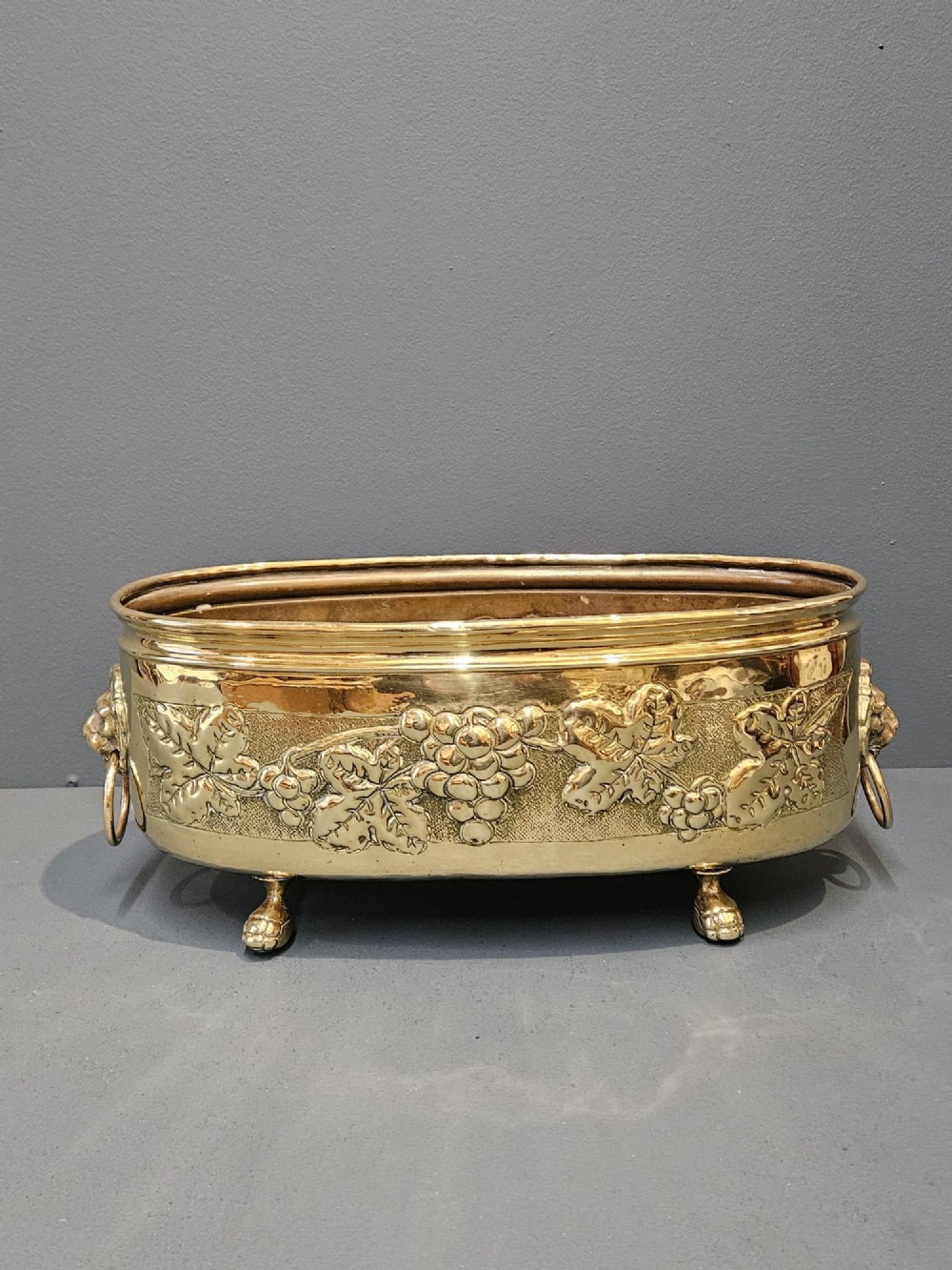 Victorian Brass Grape Vine Border Planter