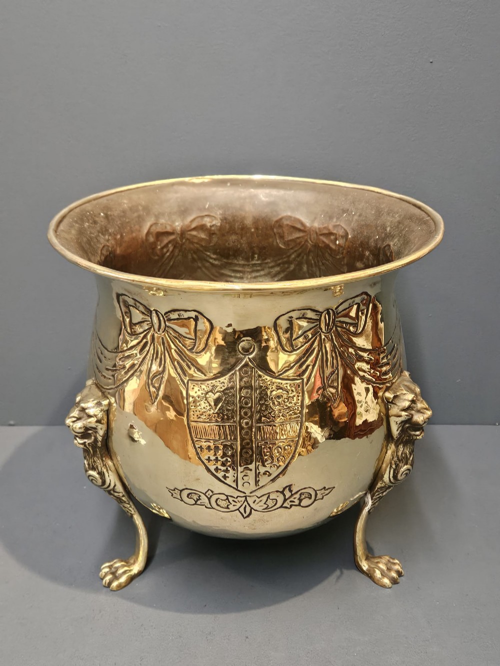 Large Victorian Brass Planter