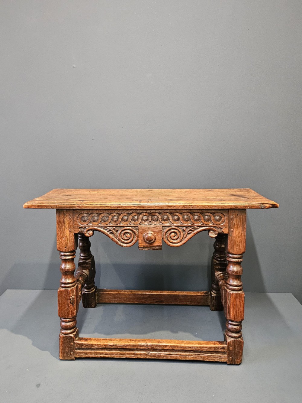 George III Oak Double Width Joint Stool View II