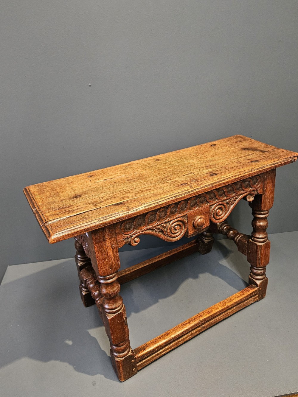 George III Oak Double Width Joint Stool View IV
