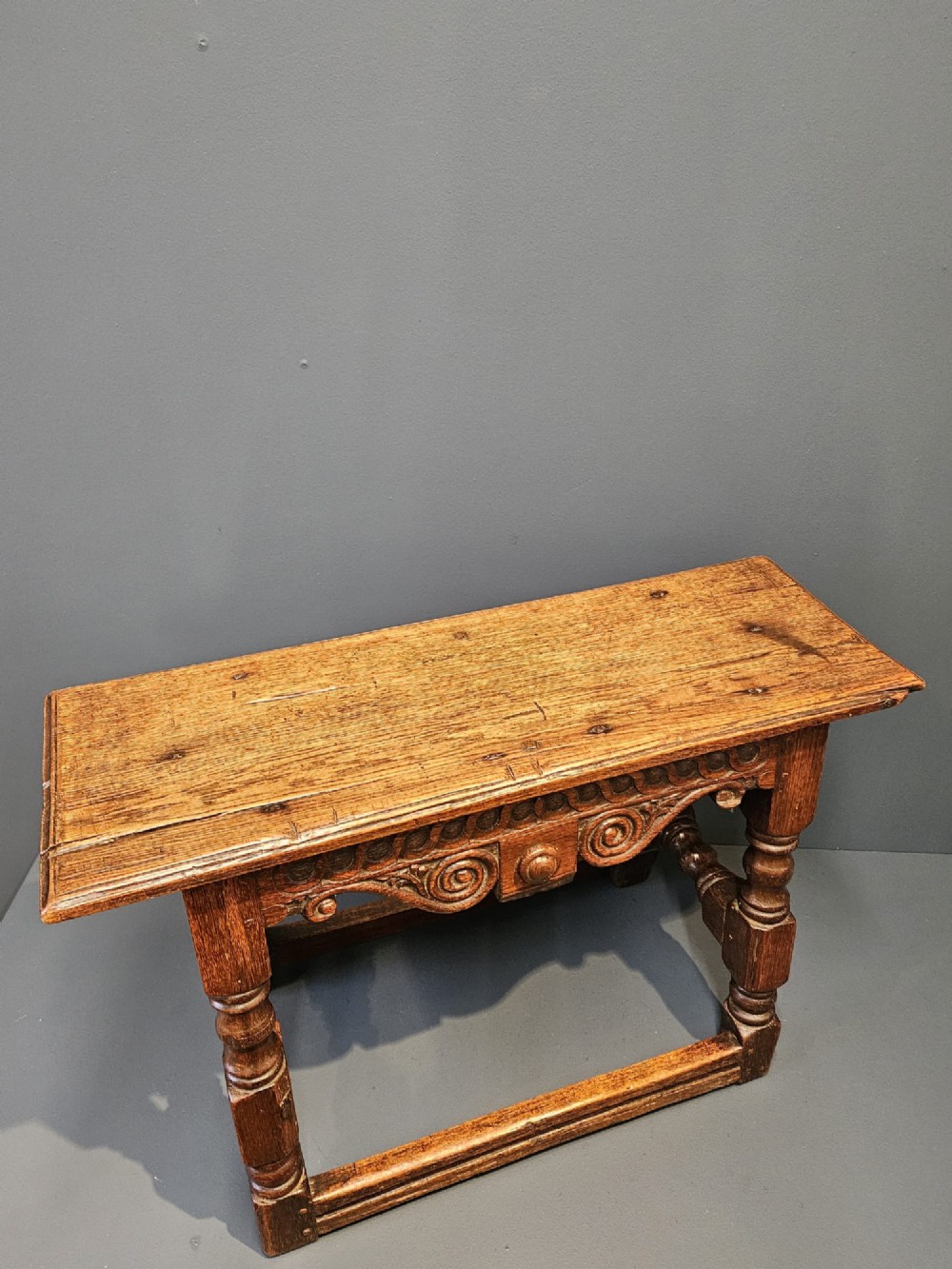 George III Oak Double Width Joint Stool View V