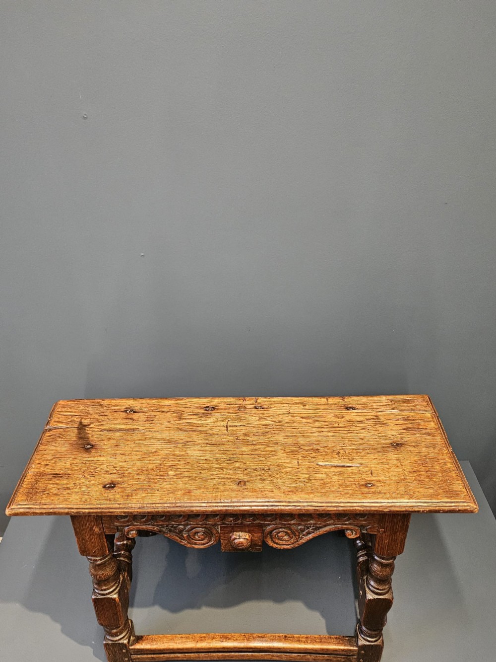 George III Oak Double Width Joint Stool View VII