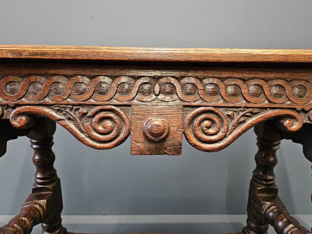 George III Oak Double Width Joint Stool View IX