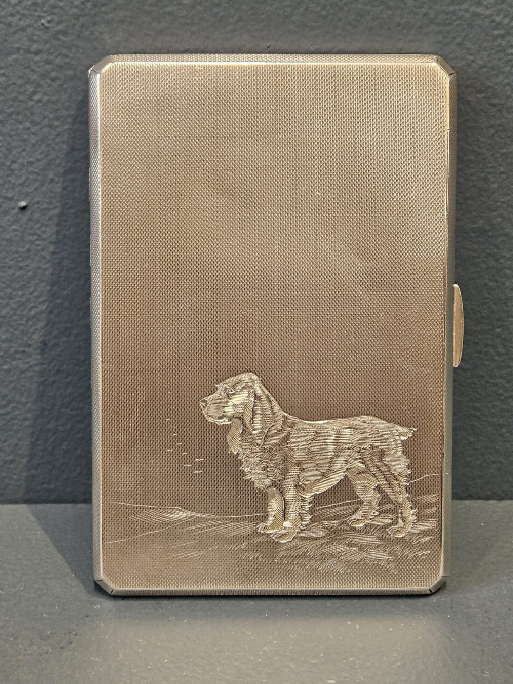 Silver Cheroot Case Engraved with a Spaniel