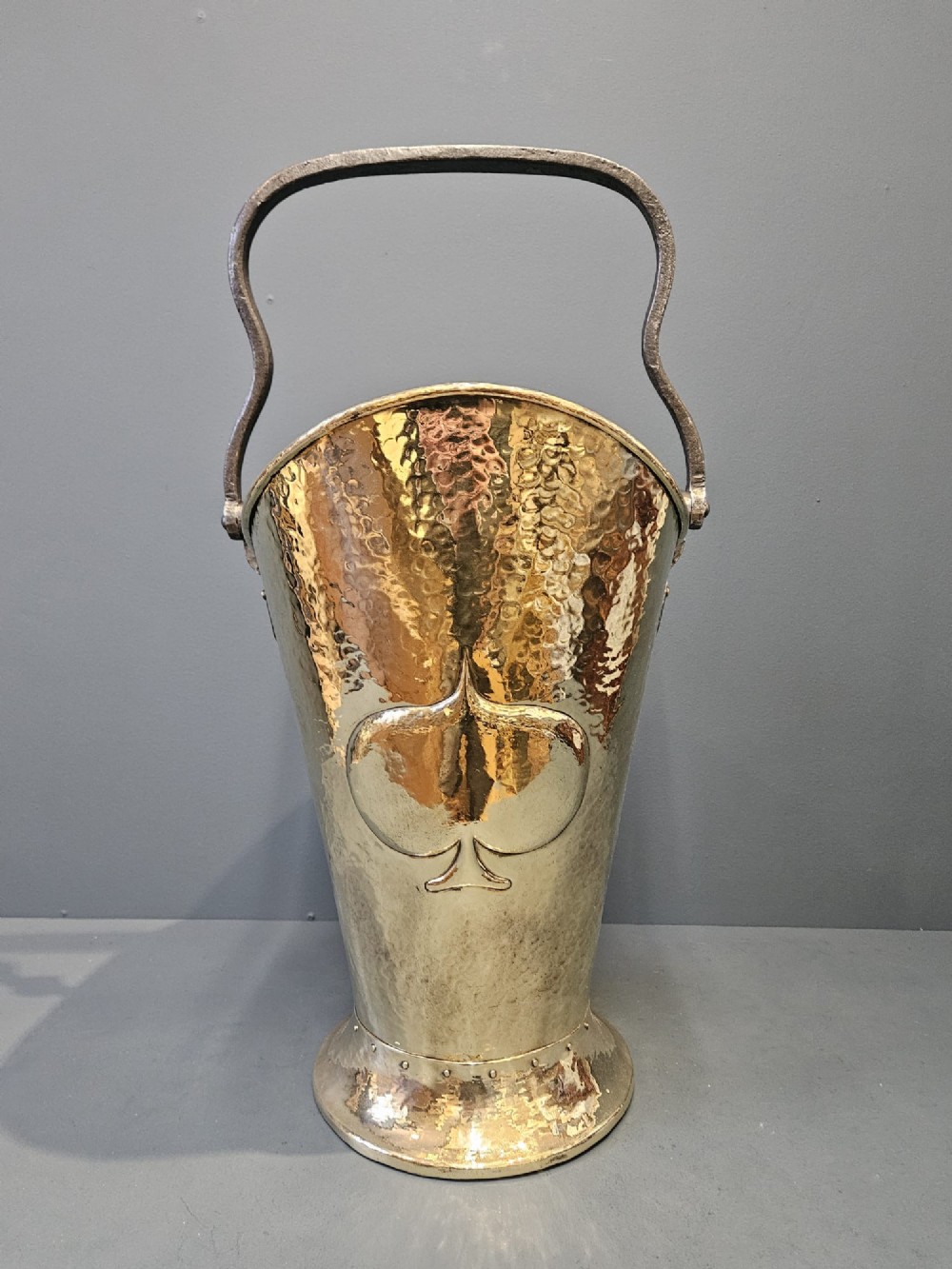 Superb Large Arts and Crafts Brass Coal Scuttle View V
