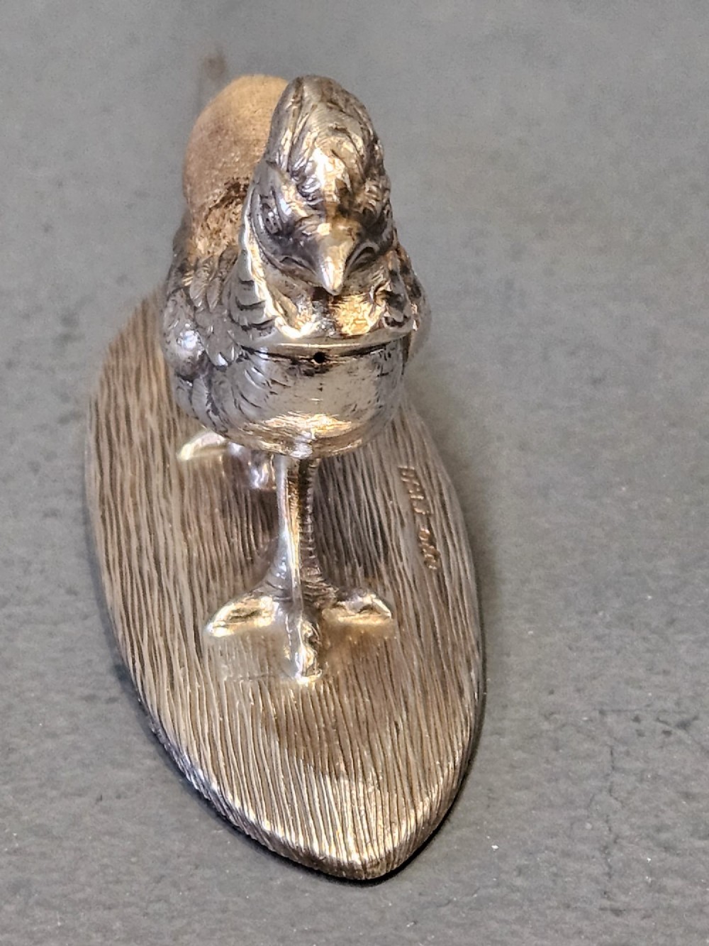Rare Edwardian Sampson Mordan Silver Pheasant Pin Cushion View IV