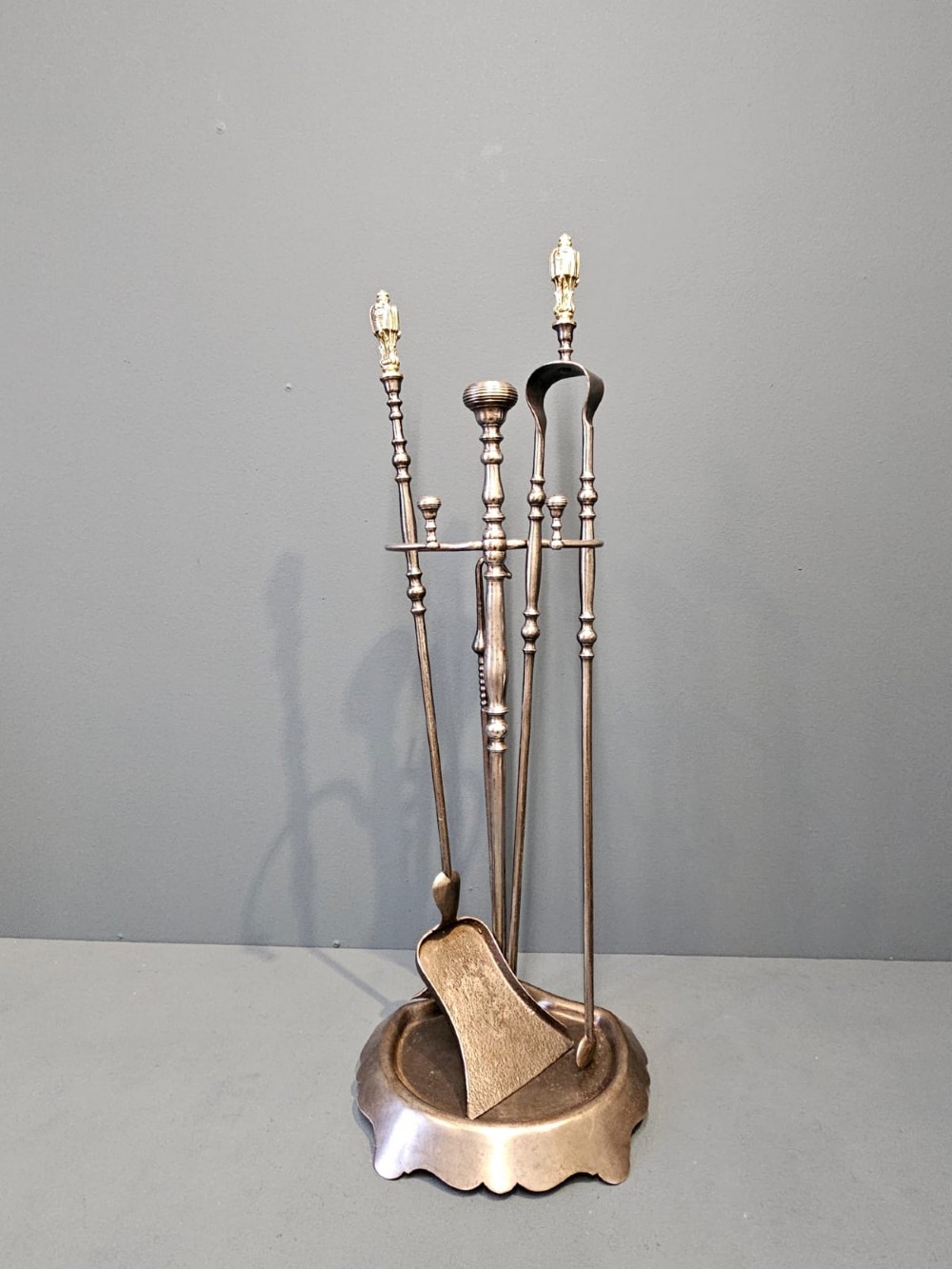 Victorian Steel Fire Irons and Stand View II