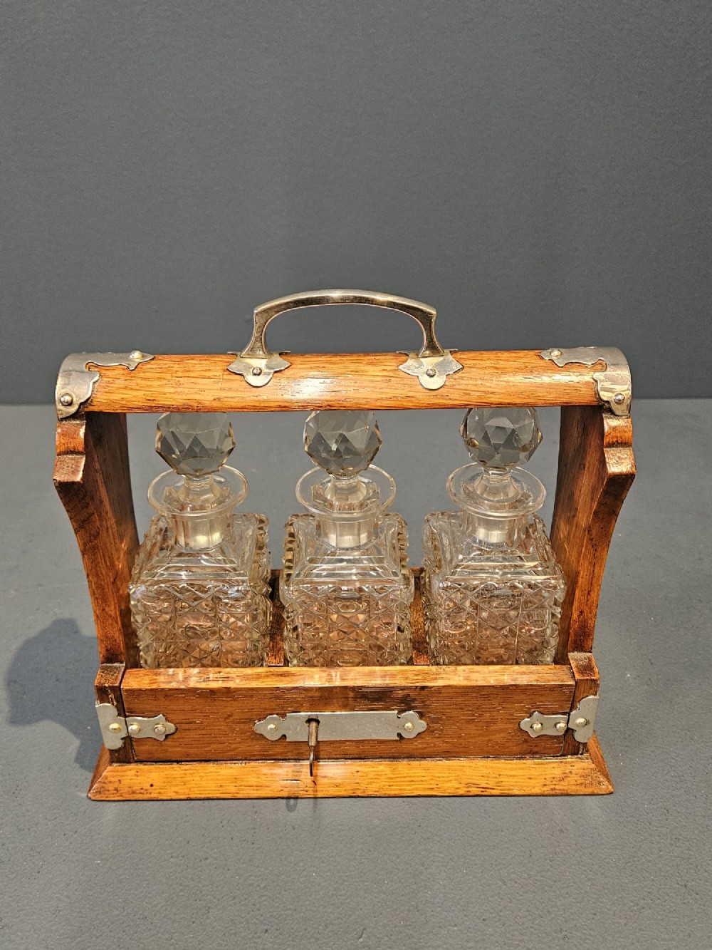Victorian Three Bottle Liqueur Tantalus View II