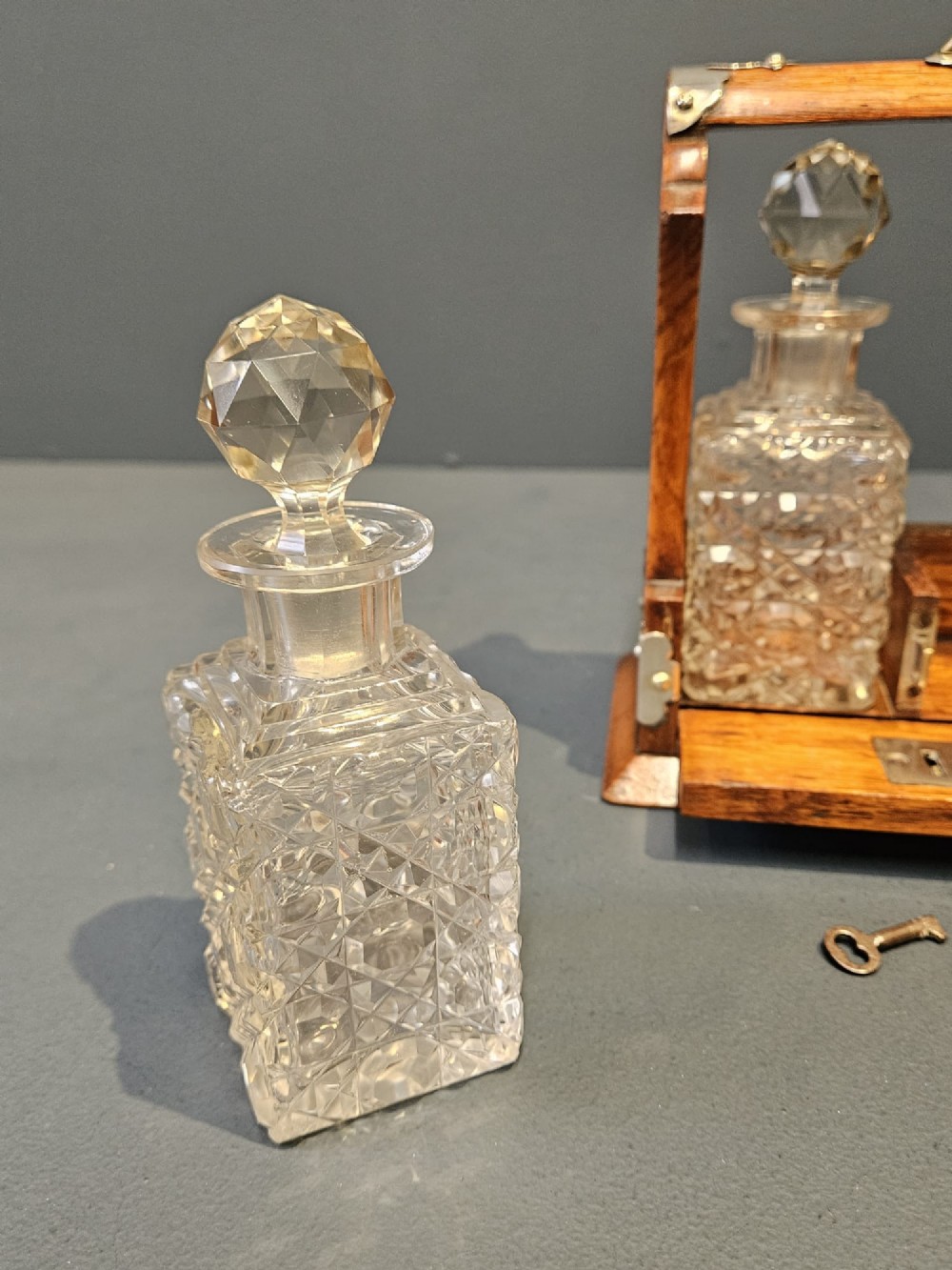Victorian Three Bottle Liqueur Tantalus View V