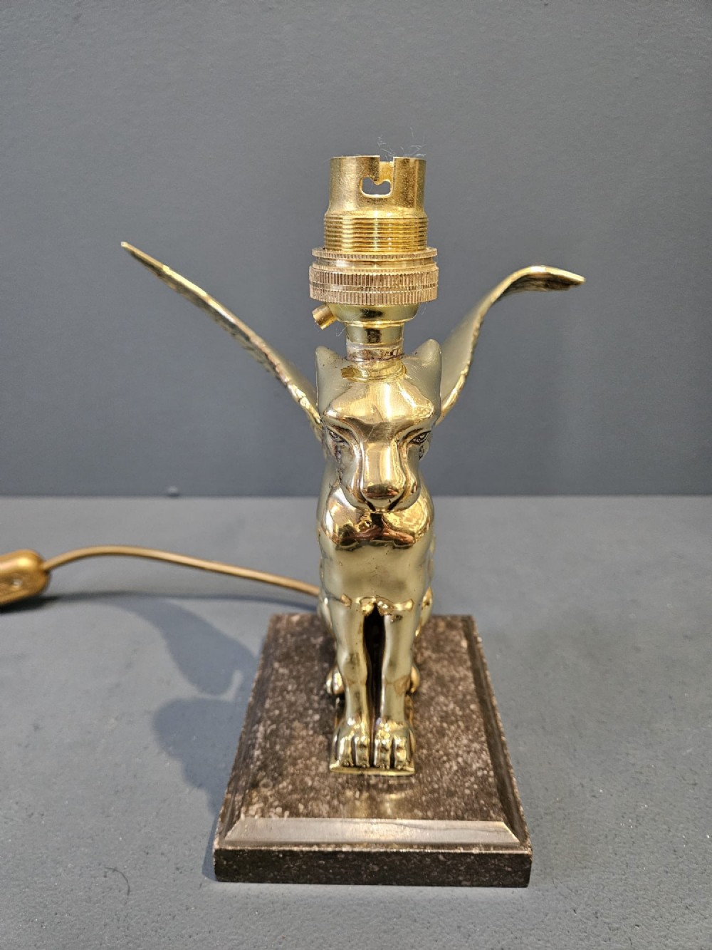 Edwardian Winged Lion Brass Table Lamp View III