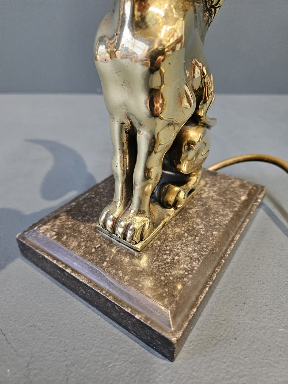 Edwardian Winged Lion Brass Table Lamp View IX