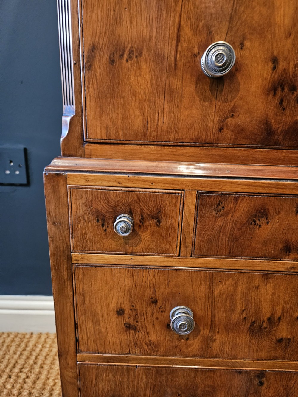Fine Quality Edwardian Small Proportion Yew Wood Chest on Chest View VI