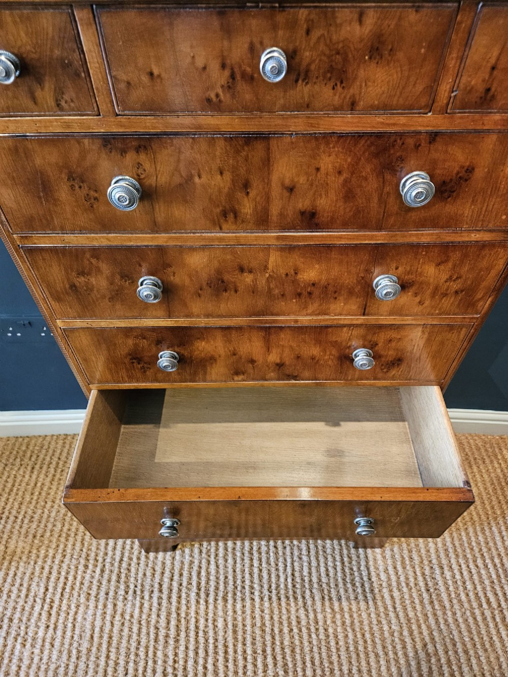 Fine Quality Edwardian Small Proportion Yew Wood Chest on Chest View VIII