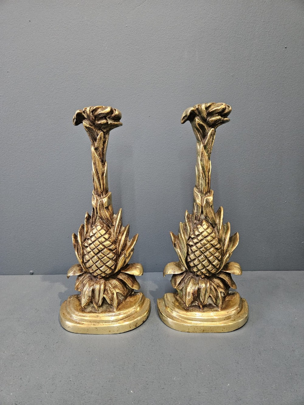 Matching Pair of Regency Brass Pineapple Door Stops