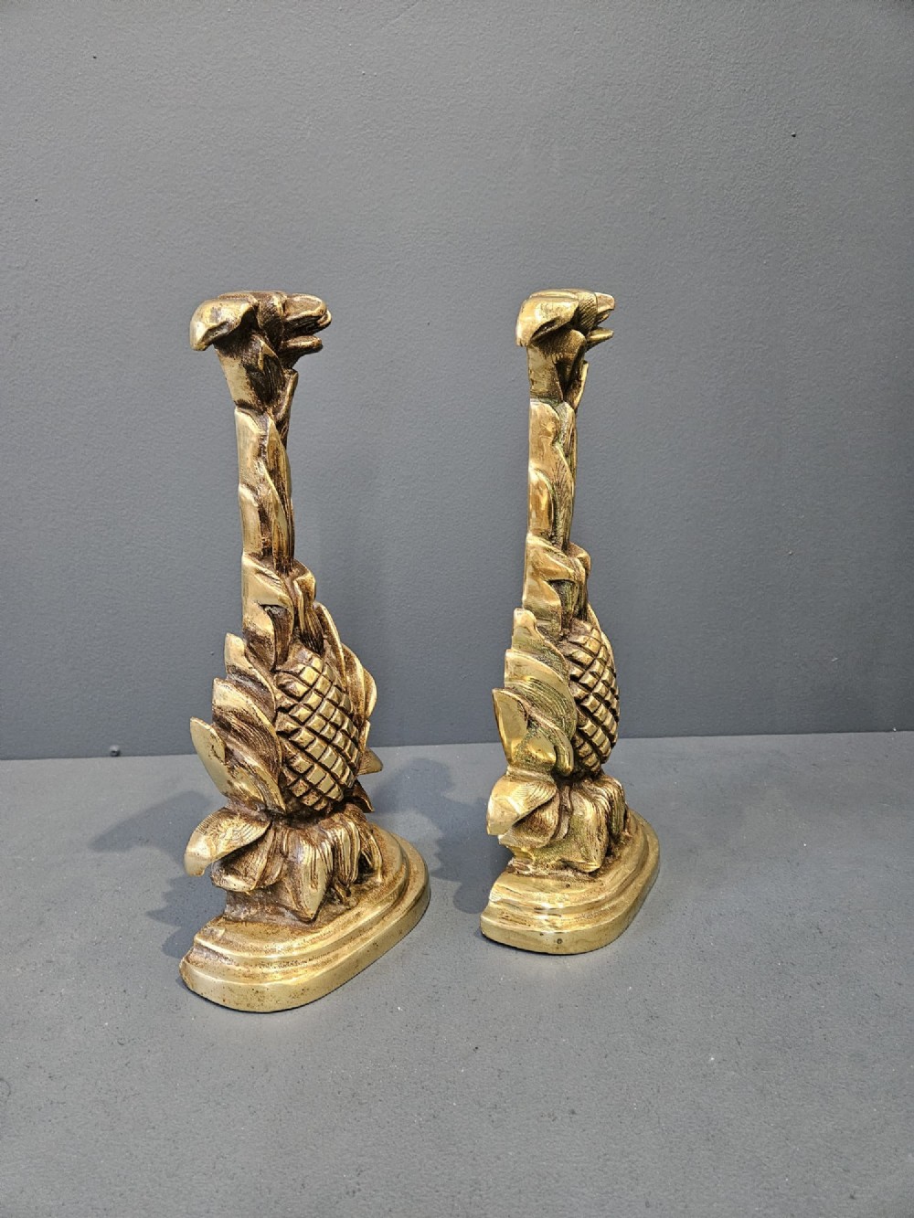 Matching Pair of Regency Brass Pineapple Door Stops View II
