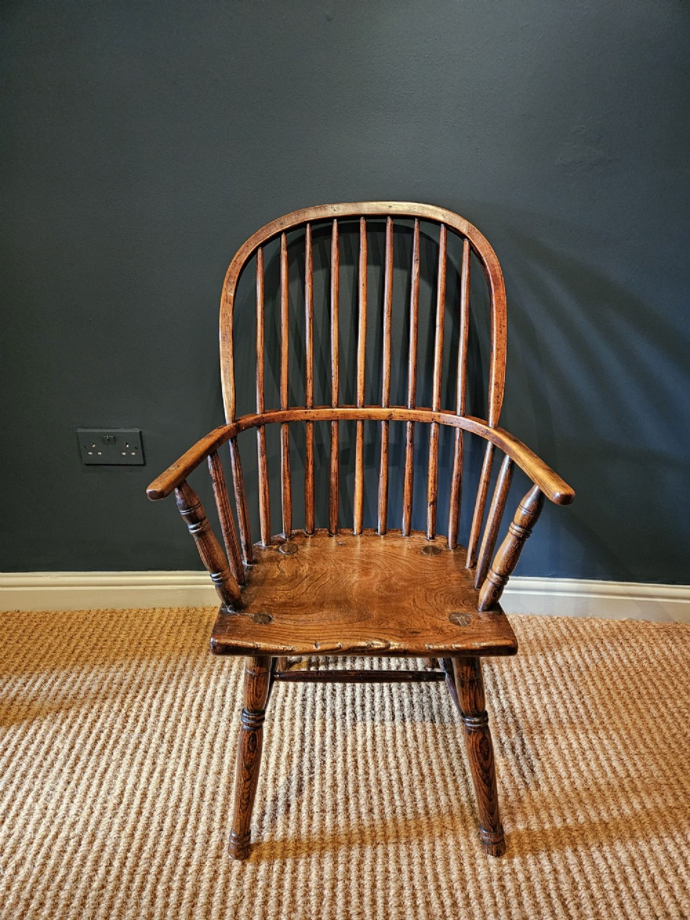 Primitive George III Elm West Country Windsor Chair View II
