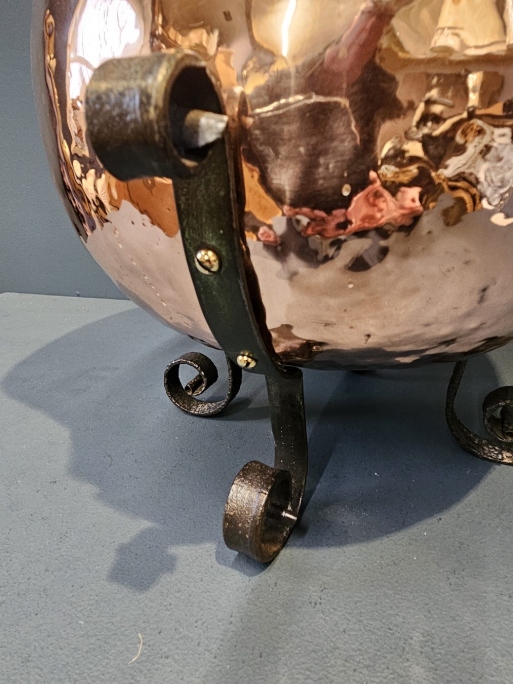 Arts and Crafts Copper and Wrought Iron Coal Scuttle View III