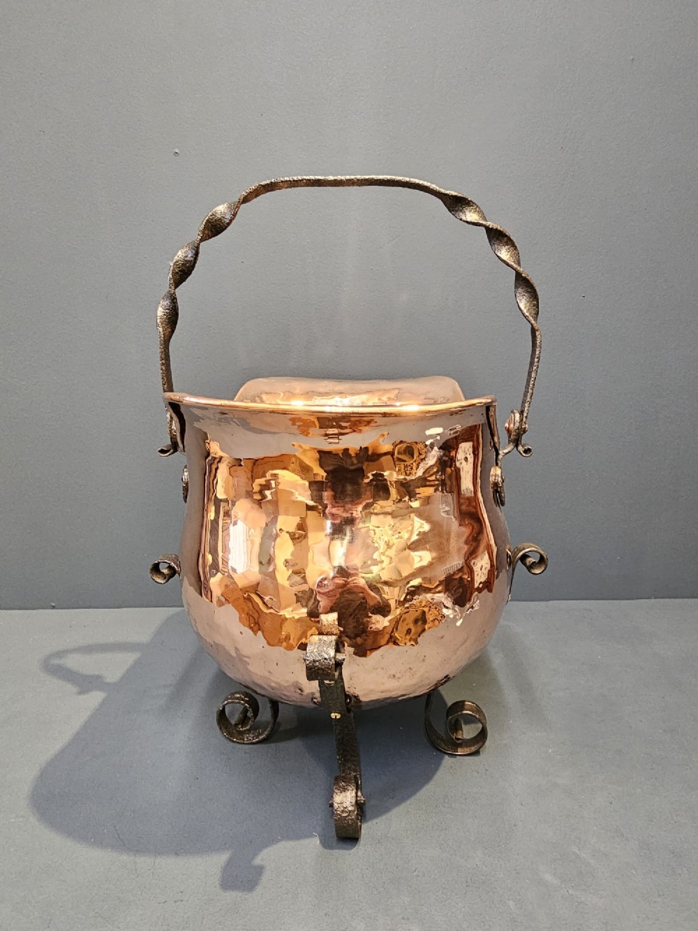 Arts and Crafts Copper and Wrought Iron Coal Scuttle View IV