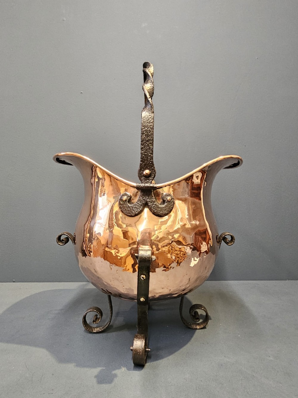Arts and Crafts Copper and Wrought Iron Coal Scuttle View VII