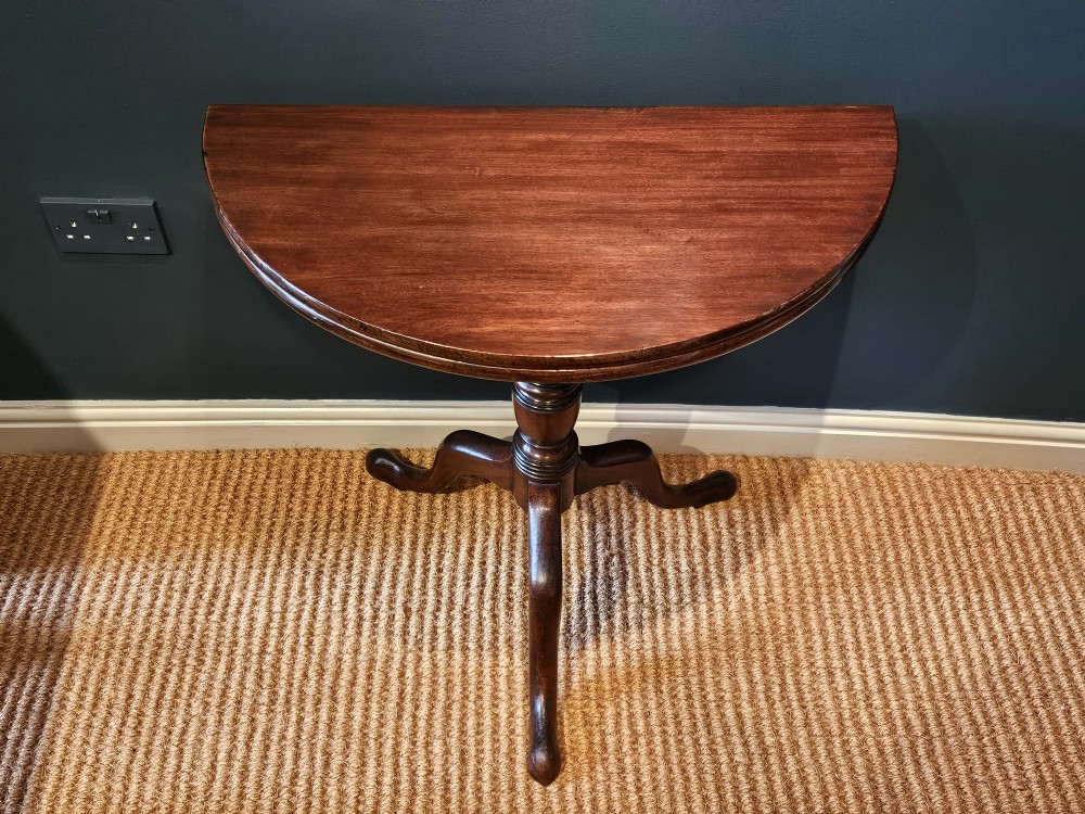 Georgian Mahogany Fold Over Top Tripod Table View IV