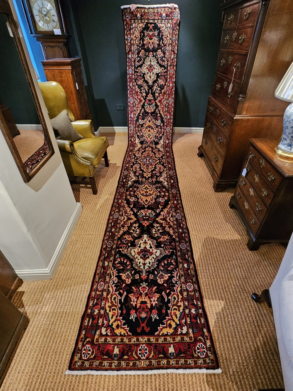Superb 15' Pure Wool Runner Rug