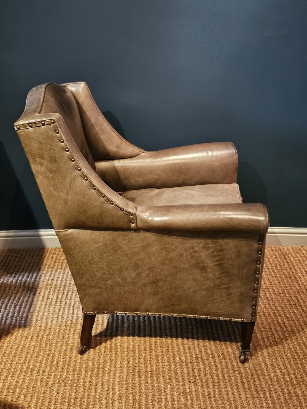 Edwardian Leather Armchair by Warings View V