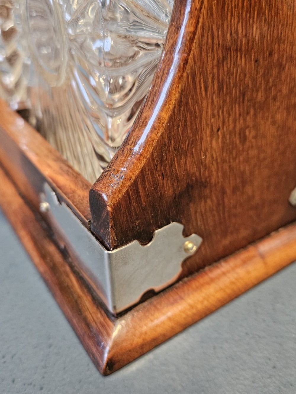 Victorian Oak and Silver Plated 2 Bottle Tantalus View IV