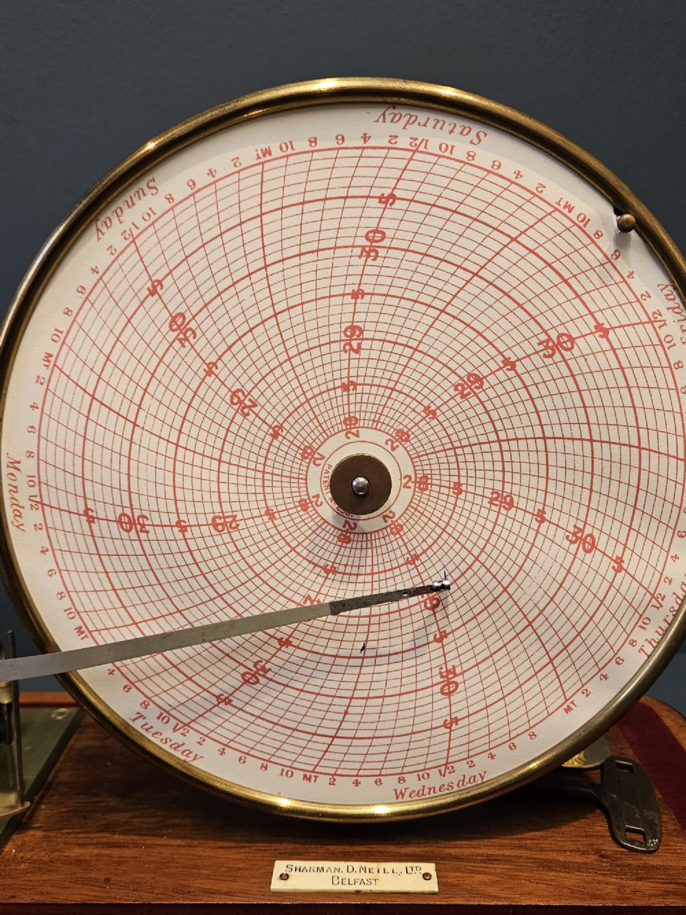 Rare Edwardian Large Disc Chart Barograph View V