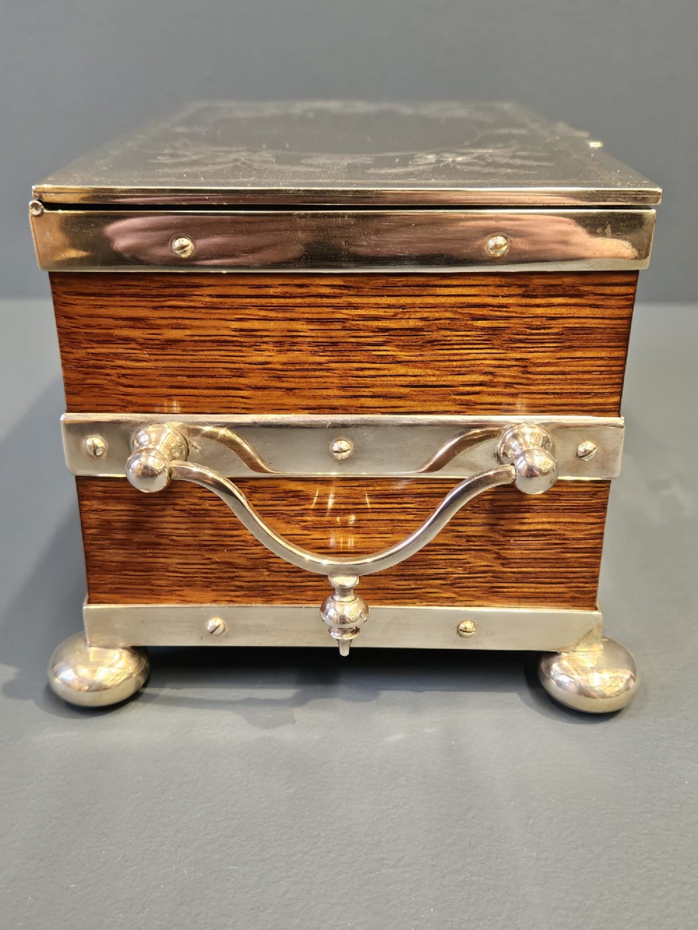 Victorian Oak and Silver Plated Tea Caddy View II