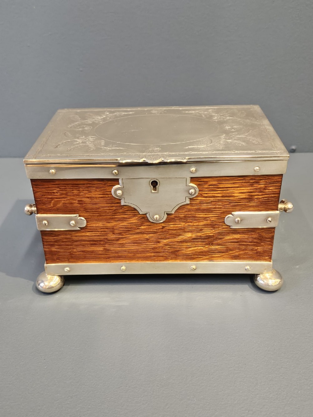 Victorian Oak and Silver Plated Tea Caddy View IV