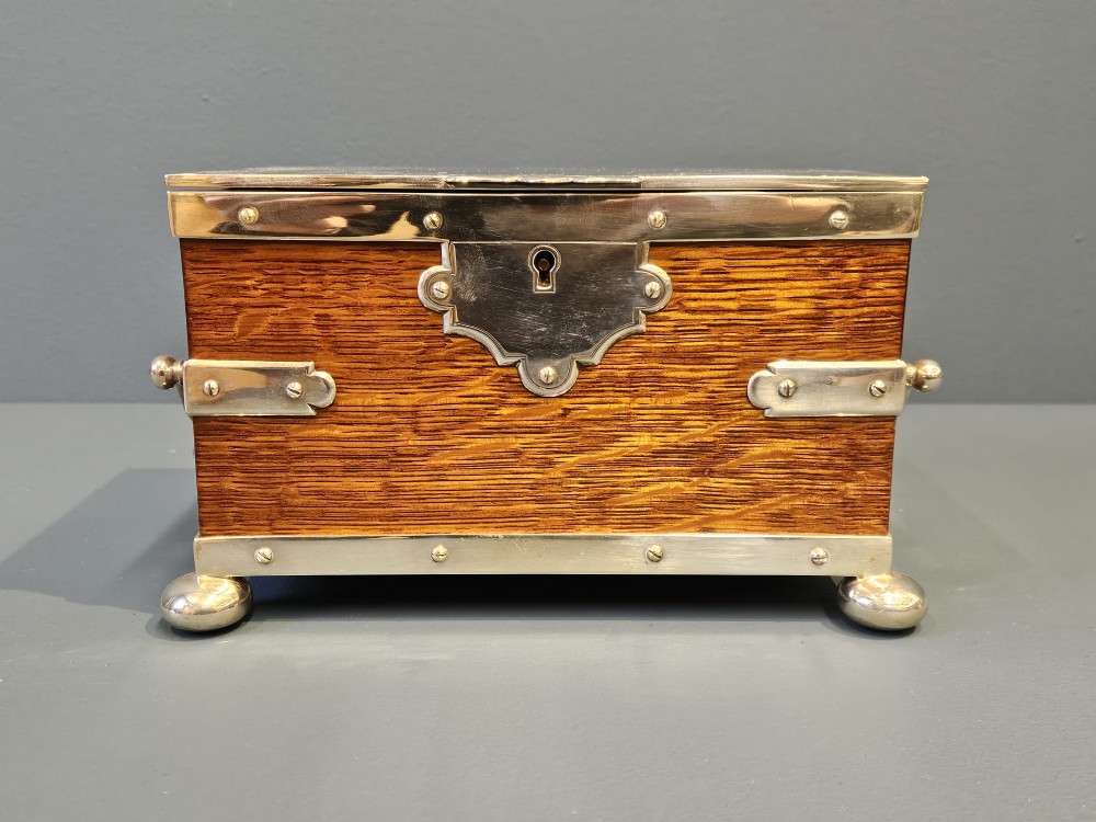 Victorian Oak and Silver Plated Tea Caddy View VI