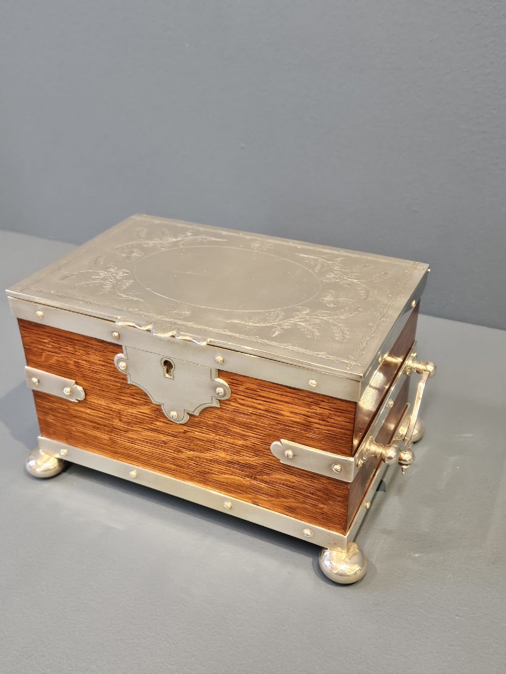 Victorian Oak and Silver Plated Tea Caddy View VII