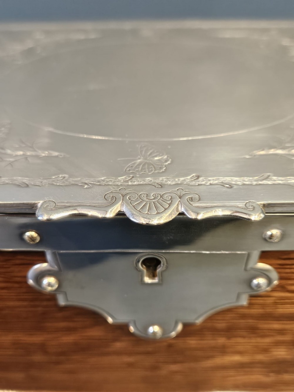 Victorian Oak and Silver Plated Tea Caddy View VIII