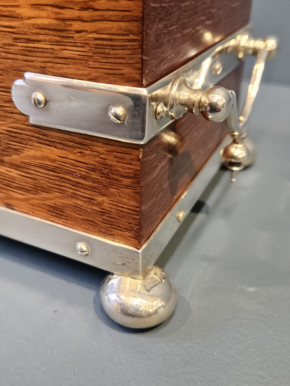 Victorian Oak and Silver Plated Tea Caddy View IX